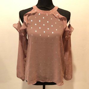 NWOT Halter Open Shoulder Longsleeve Ruffle Top